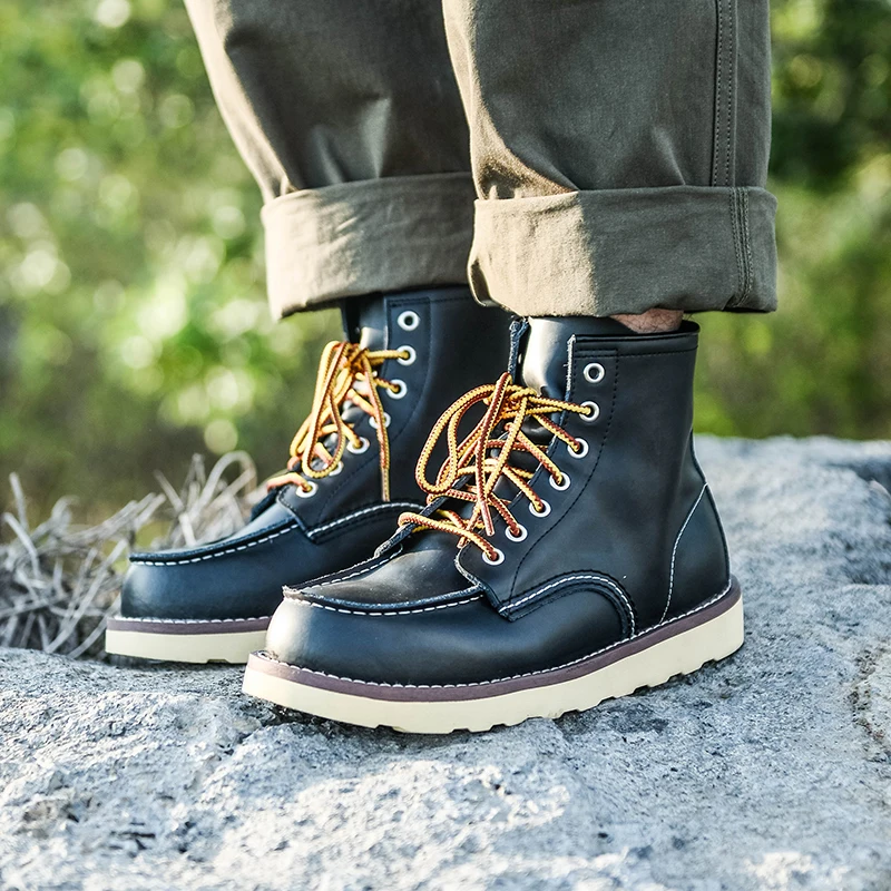 

Retro American Boots Men's 875 Work Boots Genuine Leather Casual Leather oes ort Boots Mid-Calf Motorcycle Boots