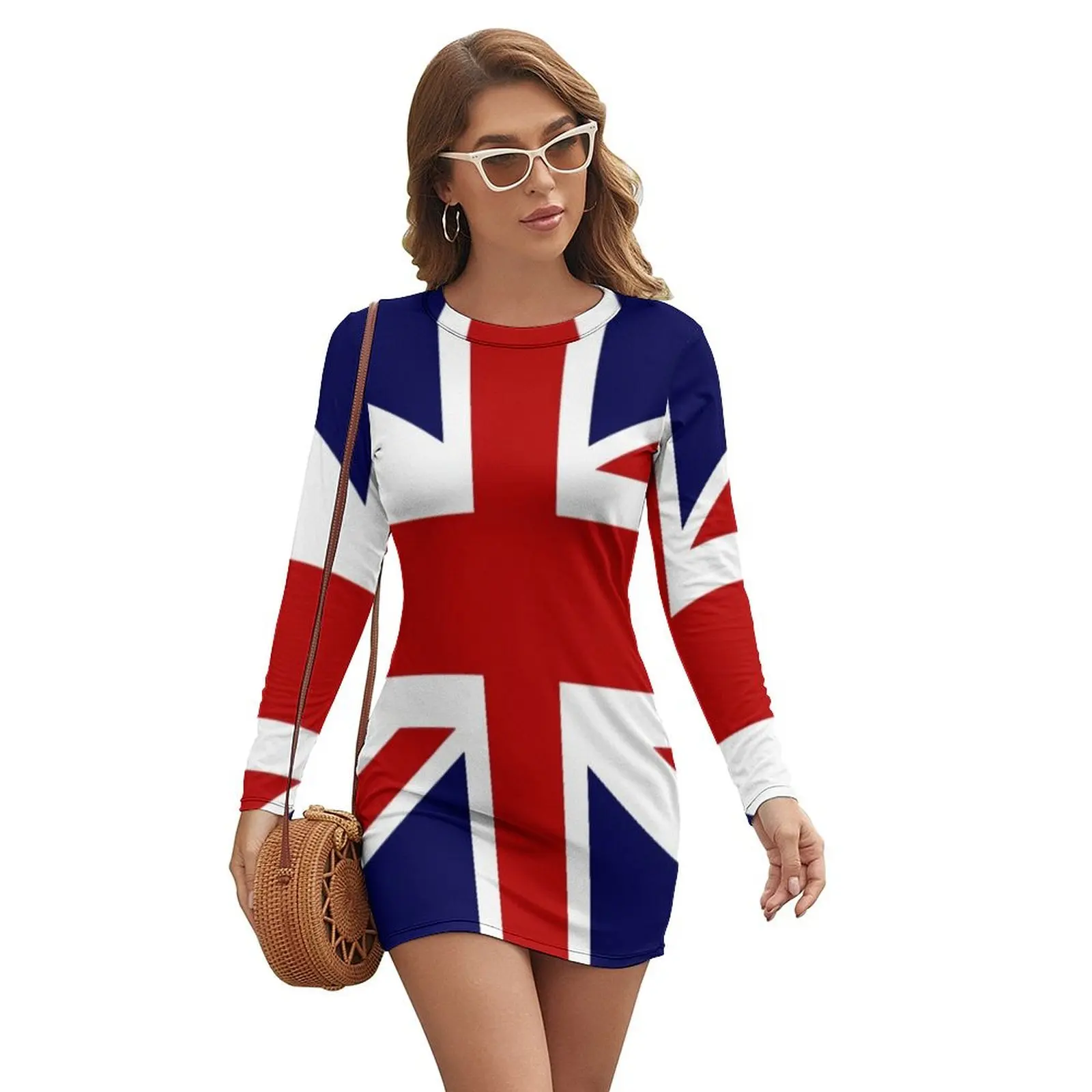 Union Jack Flag of UK Long-sleeved Dress wedding guest dress 2024 Female clothing