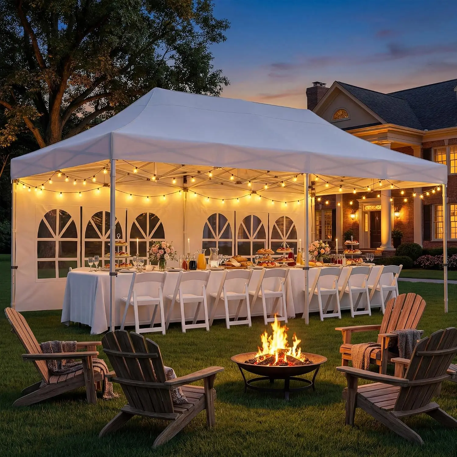 10x20 Pop Up Party Tent, Heavy Duty Waterproof Canopy with Removable Sidewalls & Roll-Up Door, Large White Event, Customized