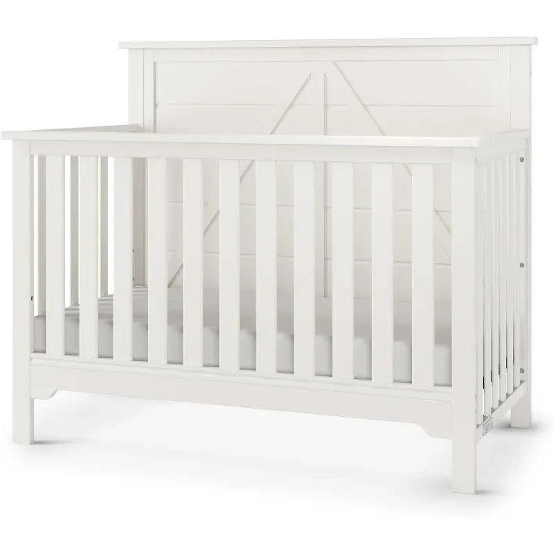 4-in-1 Convertible Crib, Crib Conversion To Day Bed, Toddler Bed and Full Size Bed, 3 Adjustable Mattress Positions, Non-toxic