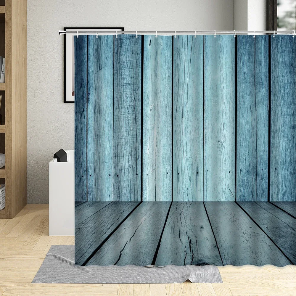 3D Colorful Wood Grain Stereoscopic Pattern Shower Curtain Waterproof Polyester Fabric Bathroom Decor Multi Size Curtains