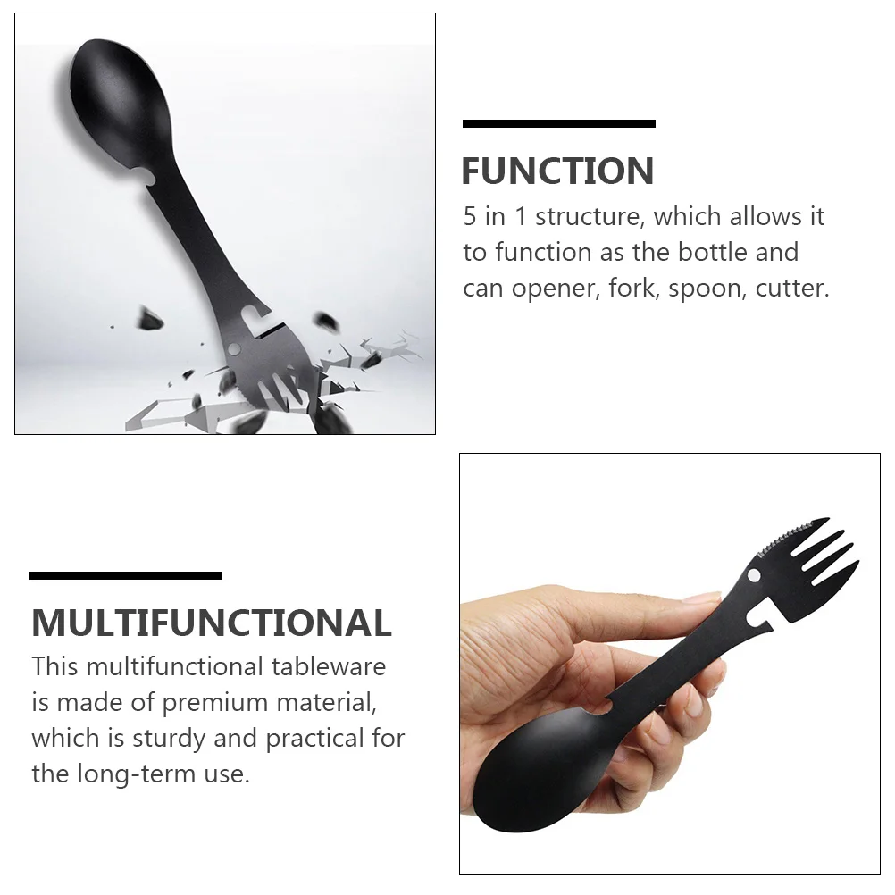 

5 in Multifunctional Tableware Camping Cutlery Fork Outdoor Stainless Steel Dinnerware Picnic Travel Serving Utensils