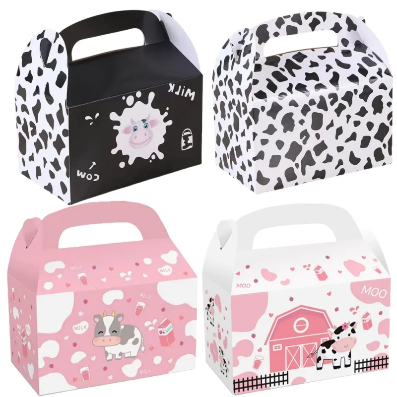 Caja de dulces de granja para niños, caja de regalo de vaca de granja, suministros para fiesta de cumpleaños, bolsa de recuerdos de frutas, caja de pastel de galletas, decoración para fiesta de Baby Shower, 4/16 Uds.