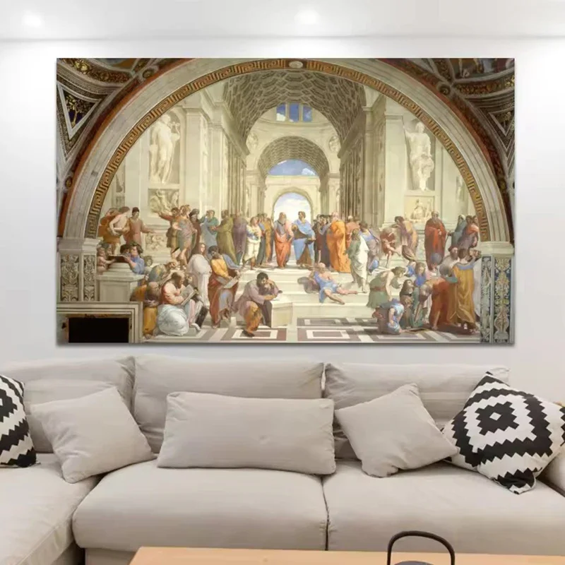 Famous Figure Painting Art School of Athens By Raphael Posters and Prints on Canvas Wall Art Pictures Room Home Decor Mural