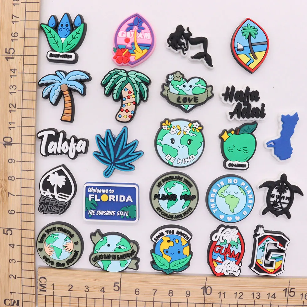 1-23Pcs Coconut Tree Turtle Florida Guam Charm Boys Girls Travel Shoes Button Decorations Fit Holiday Present