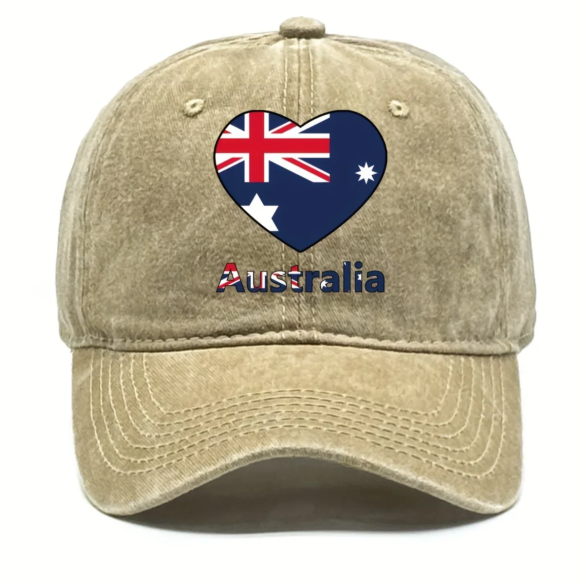 Custom Hat Adjustable Australian Flag Heart Print Baseball Cap - Cotton Snapback Hat, One Size Fits All, Commonwealth Blue Ensig