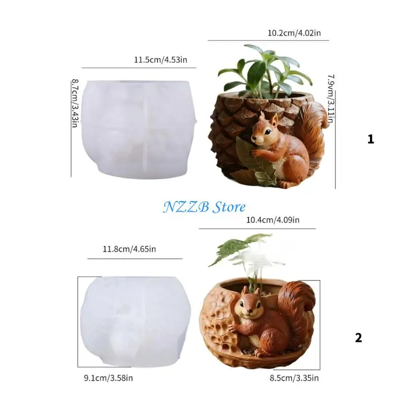 T21F المهنية السنجاب شكل قالب الغراس الراتنج قوالب خرسانة سيليكون زهور قوالب مناسبة للمشاريع الحرفية #6