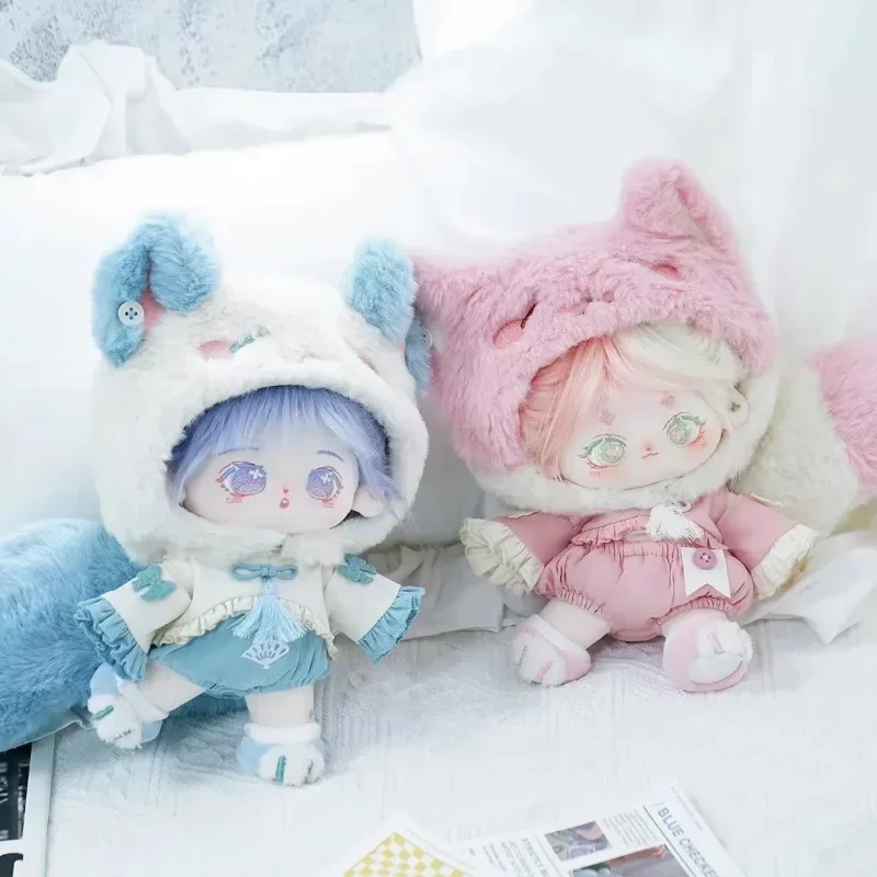 

Limited Stock 20cm No Attribute Pink Kawaii Half Sugar Cotton Doll with Animal Ears Big Tail with Skeleton Doll Collection Gift