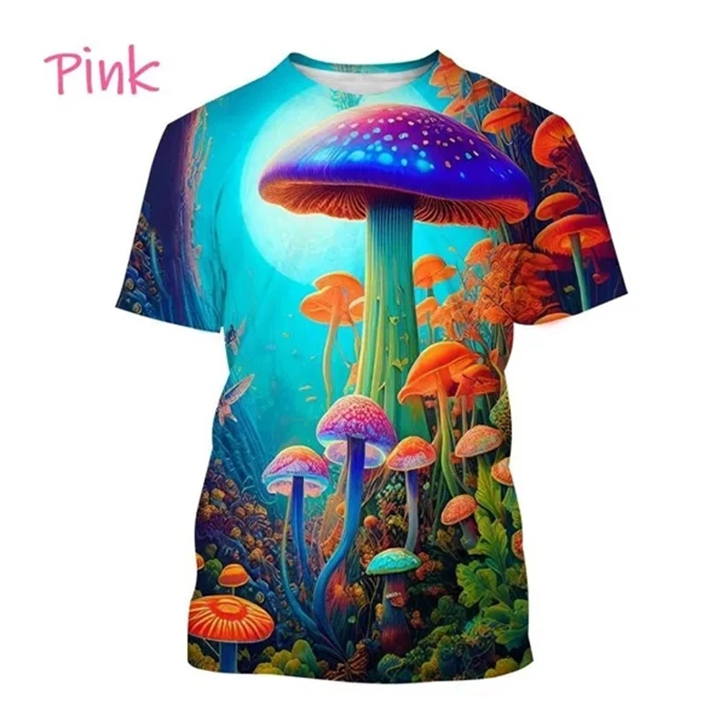 Mushroom 3D Printing T Shirt Plant Pattern Round Neck Short Sleeve Forest Fashion Casual Unisex Tops Tshirt High Quality T-shirt