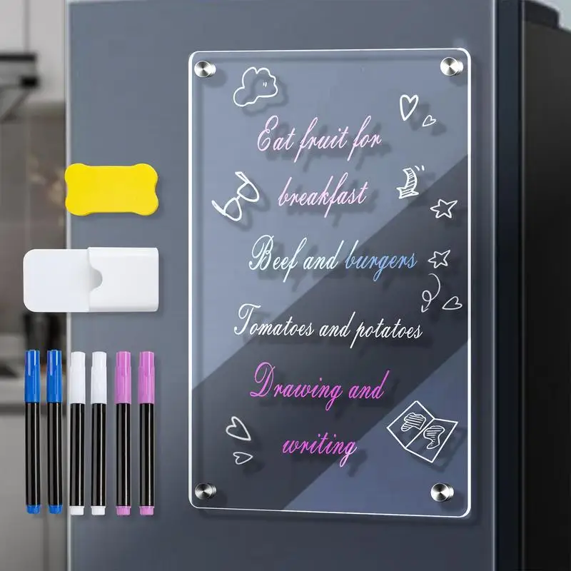 Whiteboard acrílico magnético para parede, Dry Erase Note Board, Clear Board