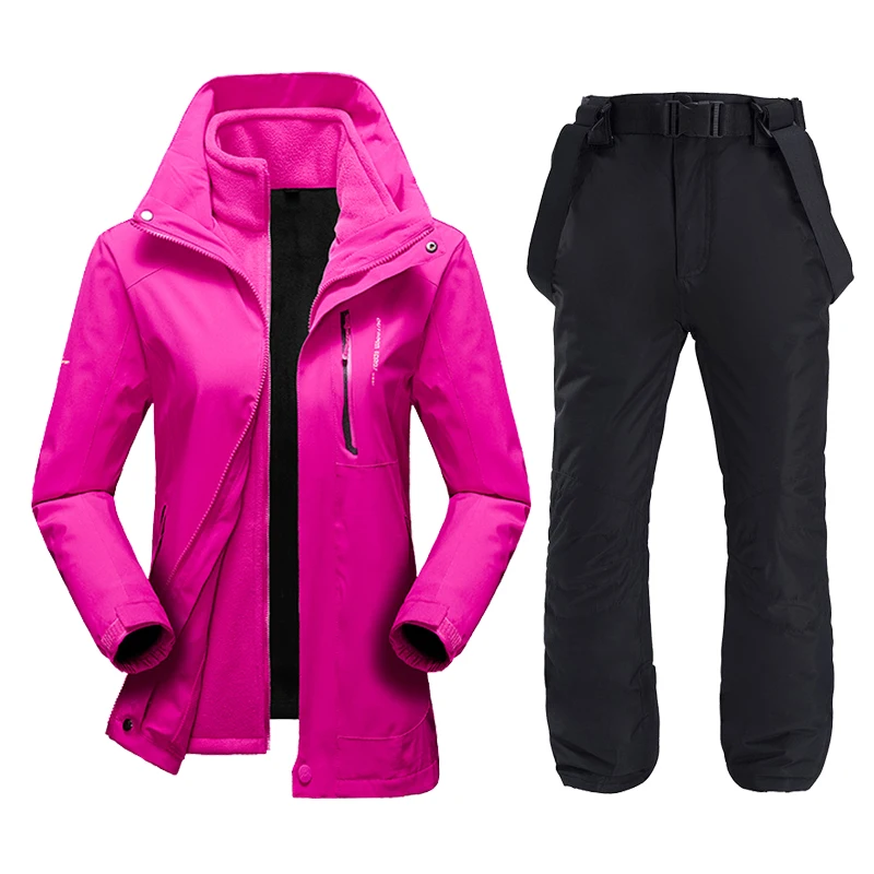 Traje de esquí de invierno para mujer, chaqueta y pantalones de nieve impermeables a prueba de viento para exteriores, equipo de esquí femenino,