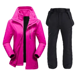 Traje de esquí de invierno para mujer, chaqueta y pantalones de nieve impermeables a prueba de viento para exteriores, equipo de esquí femenino, chaqueta de Snowboard de marca, nuevo