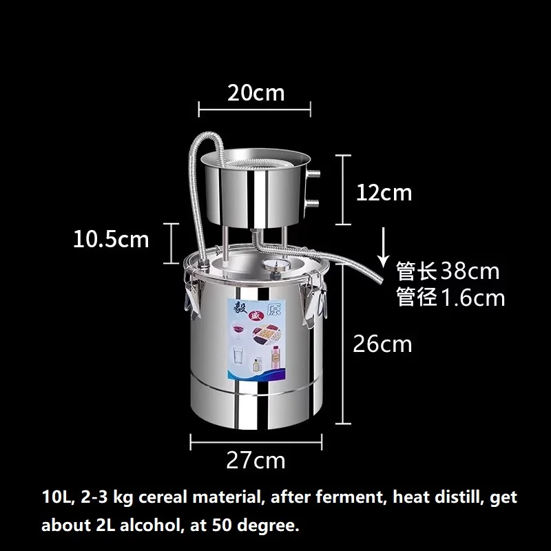 10L 22L distillatore in acciaio inox liquori alcol Wine Maker Home Water Wine olio essenziale Kit di attrezzature per la produzione di birra
