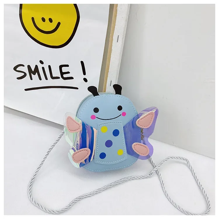 Nuevo bolso bonito de dibujos animados para niños, bolso de hombro de PU para chica, bolso cruzado de ocio coreano, cartera pequeña de insecto cero