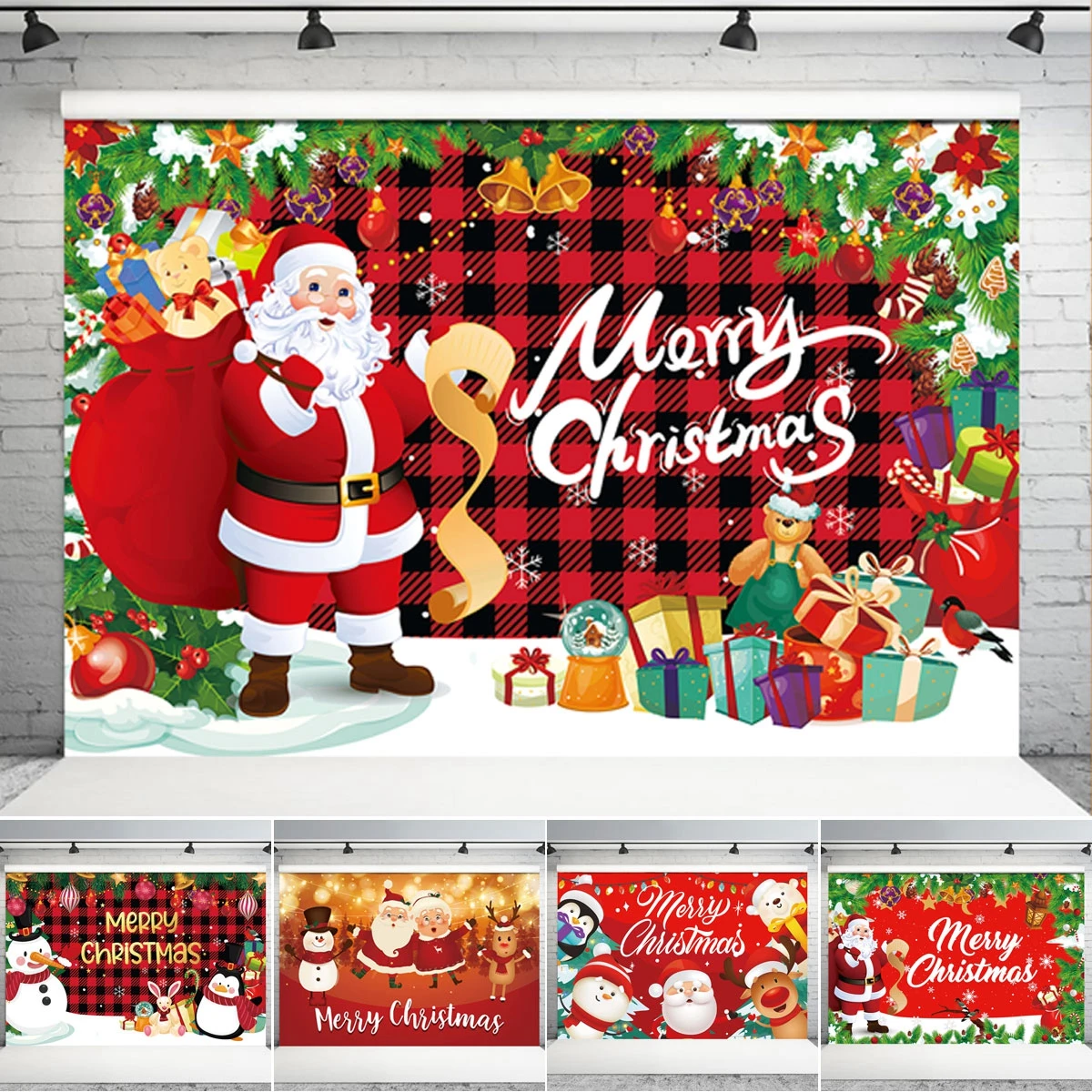 Santa Claus Merry Christmas Backdrop 2023 Christmas Decoraion for Home Xmas Background Navidad Natal Cristmas Gift New Year 2024