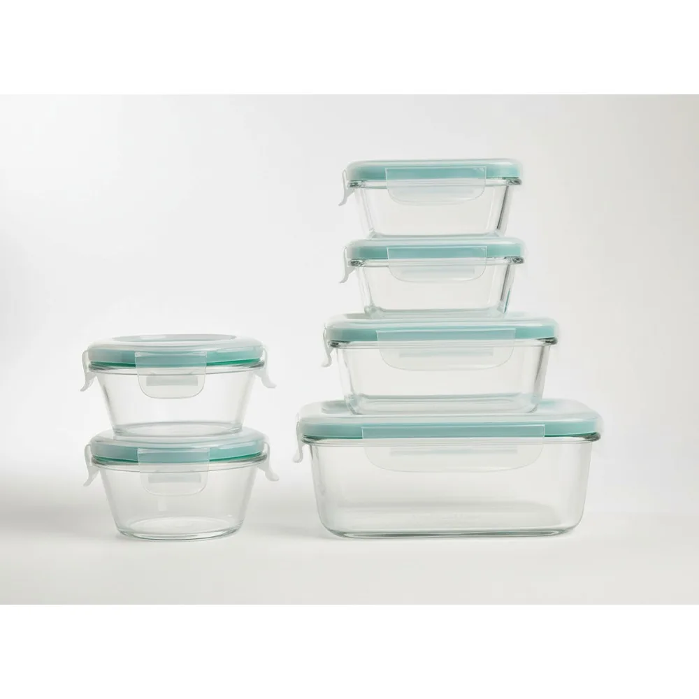 

Airtight Glass Container Set 12-Piece Leak-Proof Storage for Kitchen Food Meal Prep