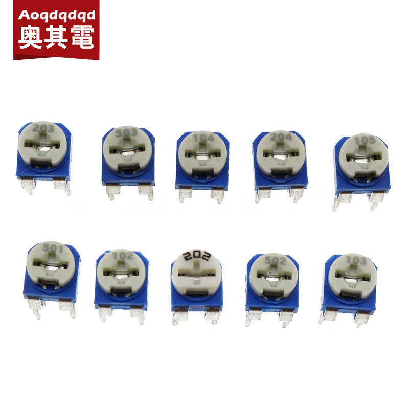 100Pcs RM065 Adjustable Resistor Assortment For Circuit Board Tuning And Industrial Equipment Potentiometers