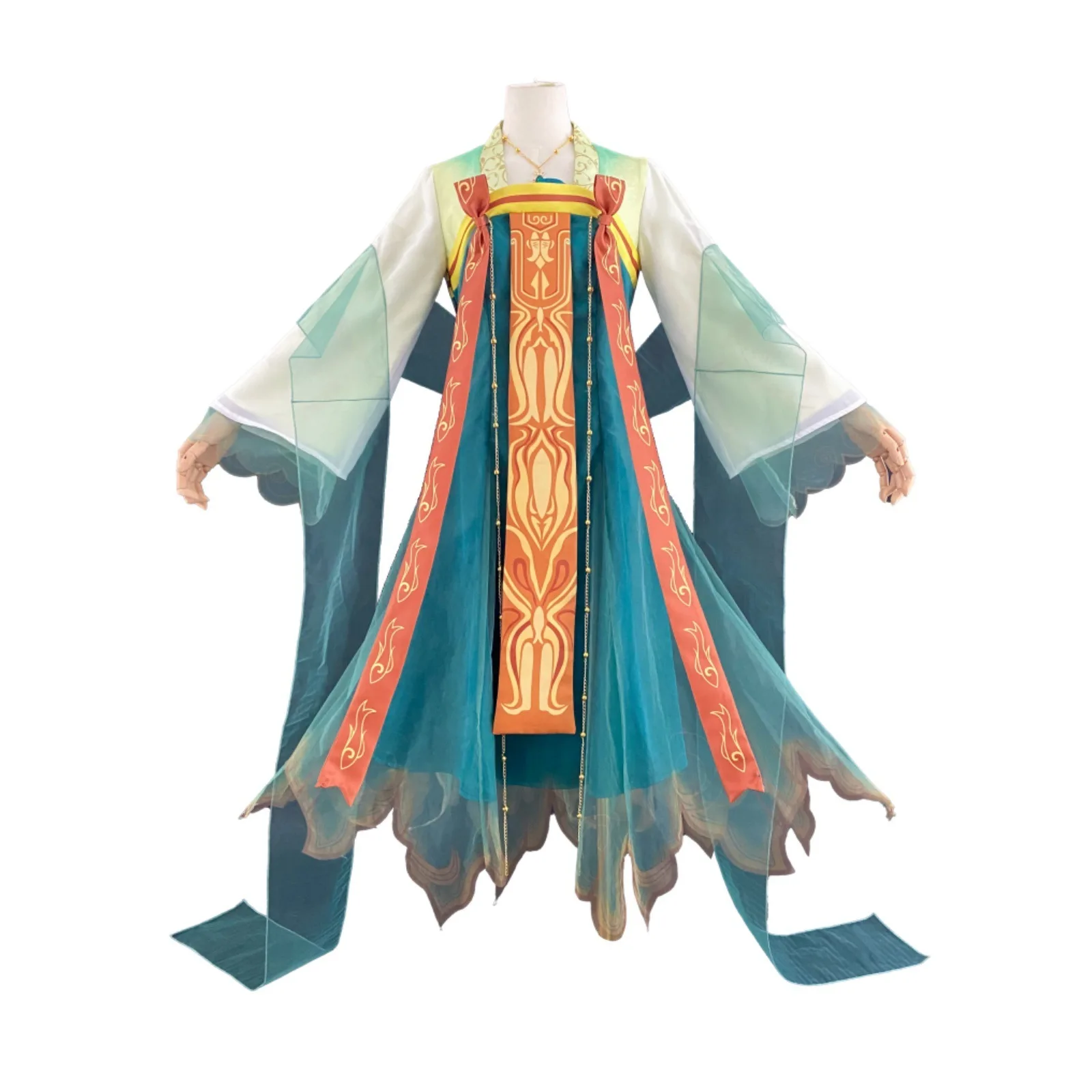 

New Chinese-style Hanfu Set: Ombre Light Green Chiffon Cross-collar Ruqun Embroidered Peibo Brightening Daily-wear Vintage Dress