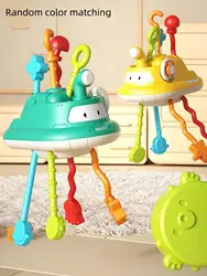 1-3Year Babies Random color matching Sensory Montessori Toys Silicone Pull String Toy for 0 12 Months Teething Small boat desig