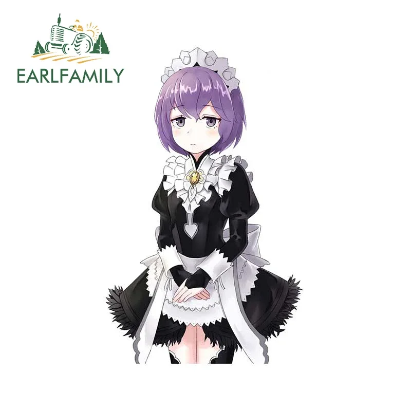 EARLFAMILY 13cm x 8.1cm Purple Short Hair Maid Car Stickers Cute Anime Occlusion Scratch Decals Waterproof Vinyl Caravan Decor