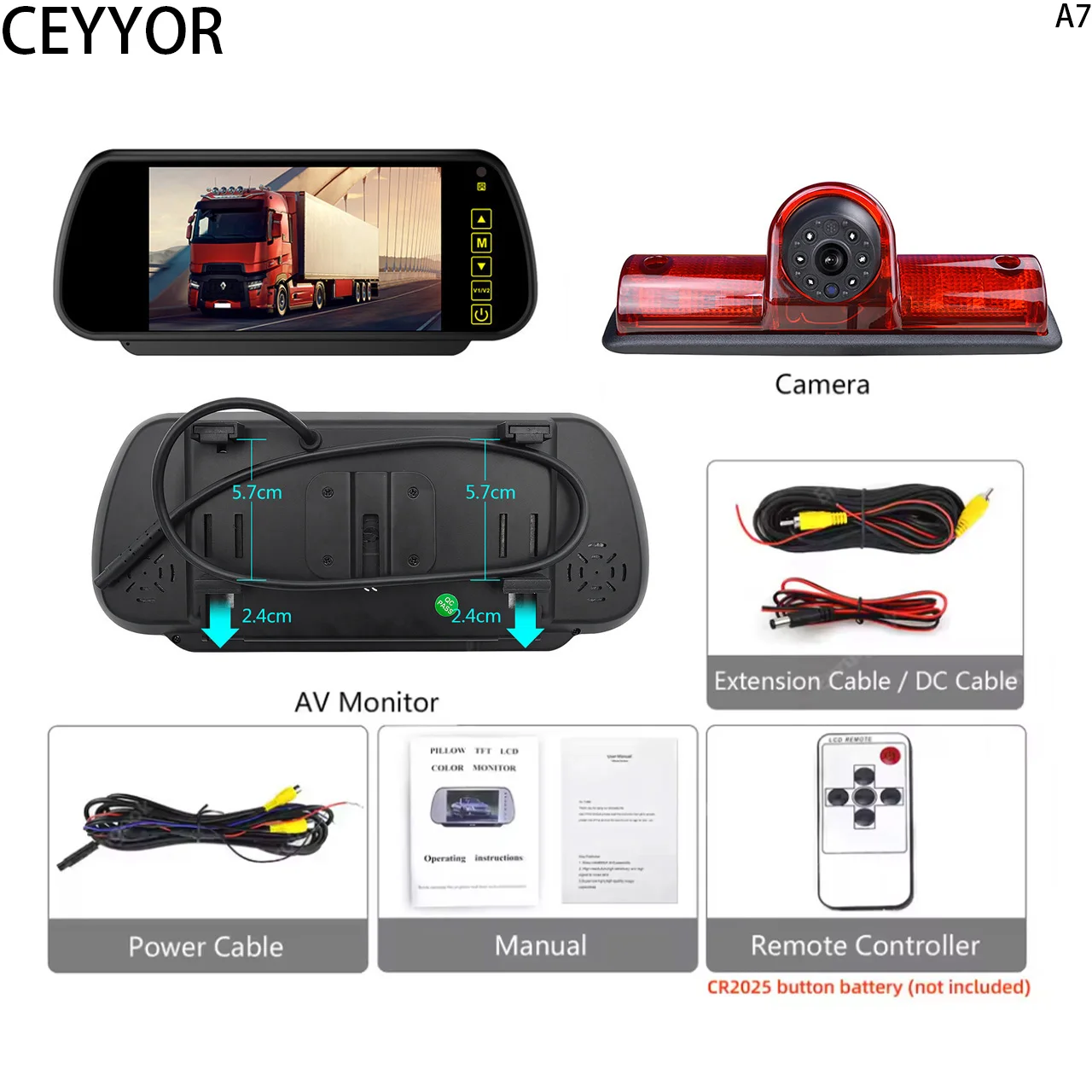 

Applicable to Fiat Citroen campervans, high-position brake lights, reversing camera, with 7-inch display screen