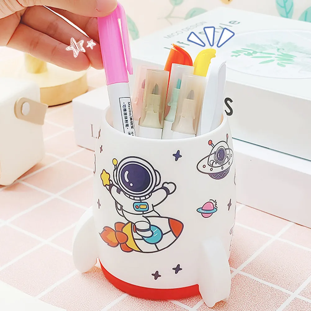 Rocket Style Pen Holder Desktop Organizer for Pens Pencils Makeup Brushes Crayons Scissors Toiletries Stable Base Smooth Surface