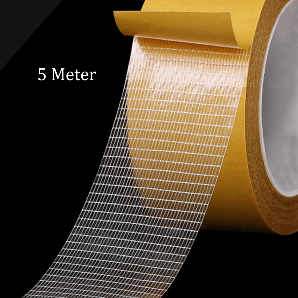 

1Roll Double-Sided Grid Fiber Adhesive Tape High Viscosity Mesh Fiberglass Transparent Adhesive Tape for Carpet Fixing 5M