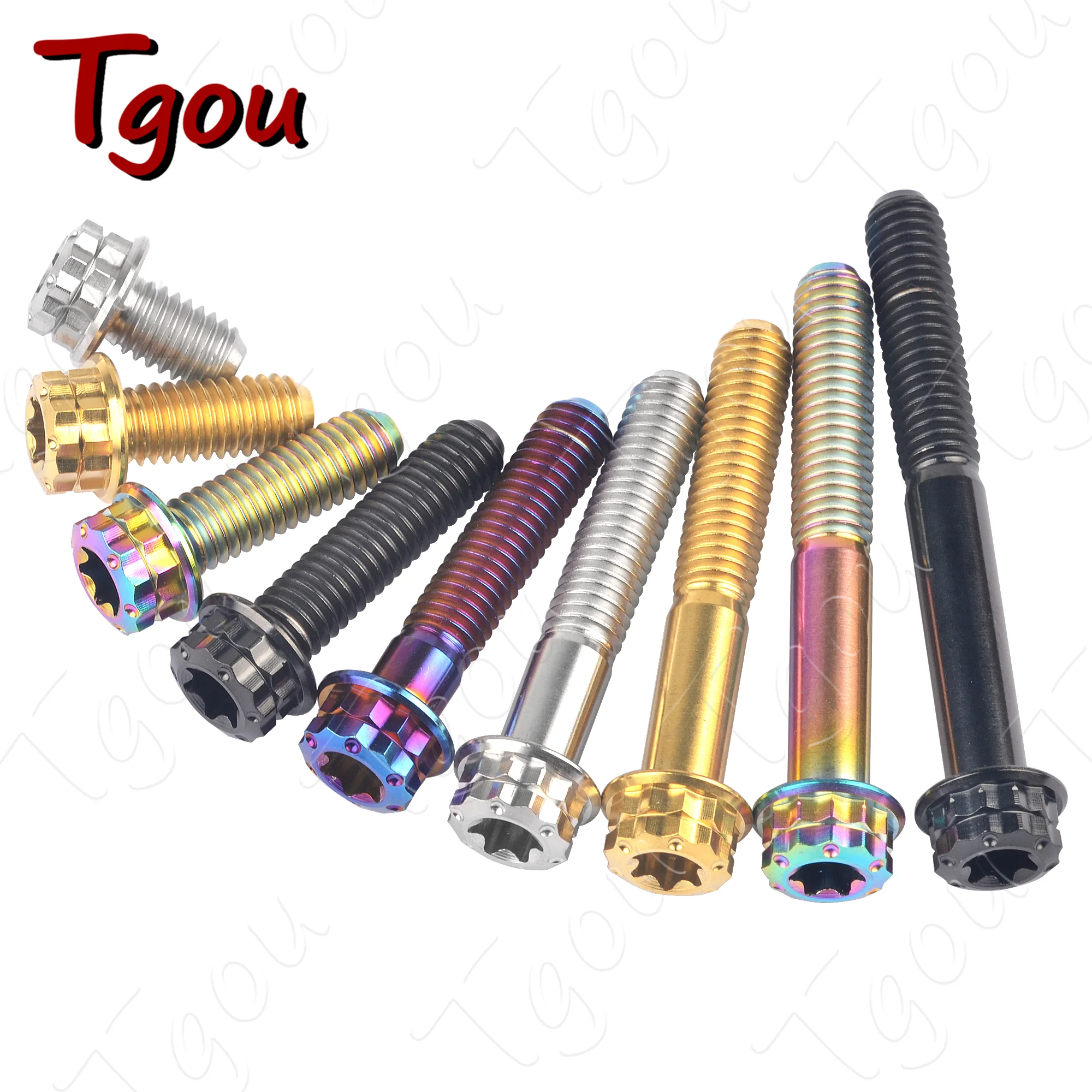 Tgou Titanium Bolt M6x10 15 20 25 30 35 40 45 50mm Torx T30 Flange 12 Points Head Screw for Bicycle Motorcycle Modification