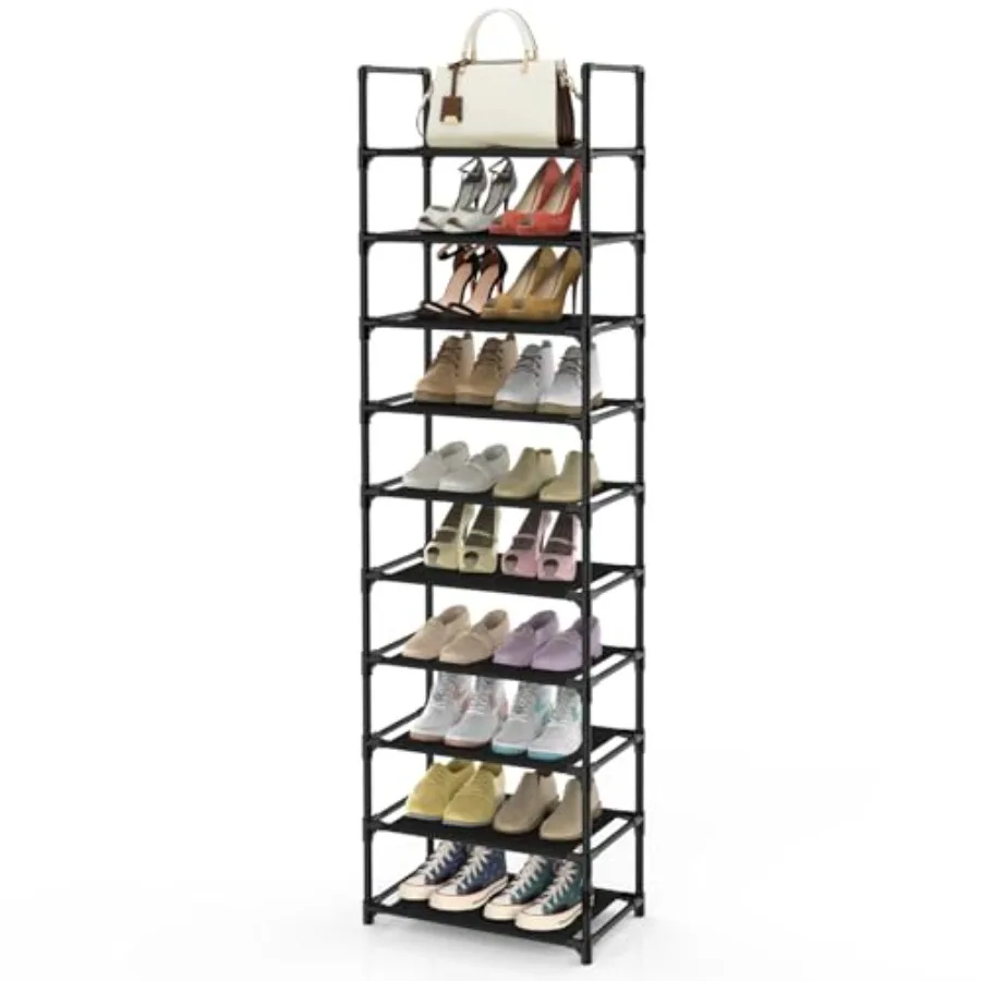 

Shoe Rack 10 Tiers 2025 Pairs Shoe Organizer Storage Shelf Stand Tower Shoe Rack Space Saving Shoe Shelves Narrow Free Standing