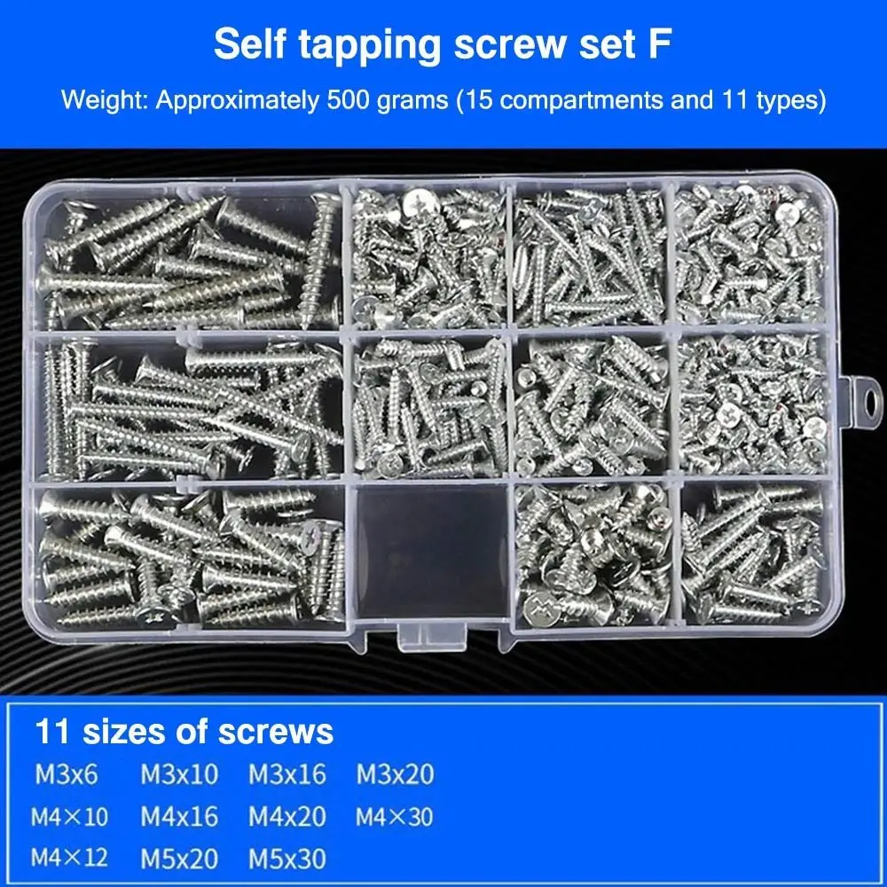 M2 M2.5 M3 M4 M5 M6 Cross Head Screw Stainless Steel Repair Tools Parts Screw and Nut Set Hand Tools Household Screw Set