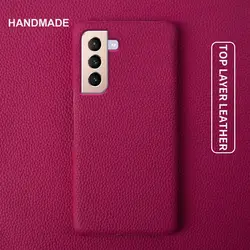 For funda Samsung S21 Case Luxury Genuine Leather Phone Cases for Galaxy S23 M52 S21Ultra S22 A54 A34 Fashion Cover Coque Etui
