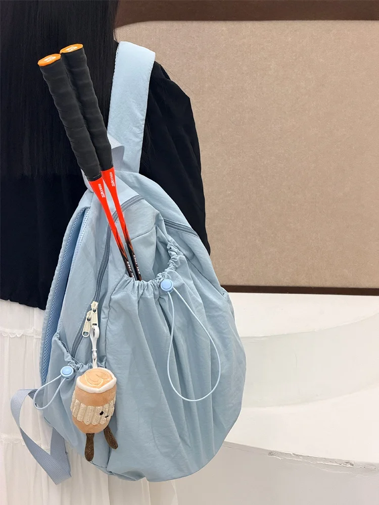 女性用アウトドアトラベルバドミントンバッグ大容量ダブルショルダーバックパックハイキングバックパック軽量スポーツバッグ