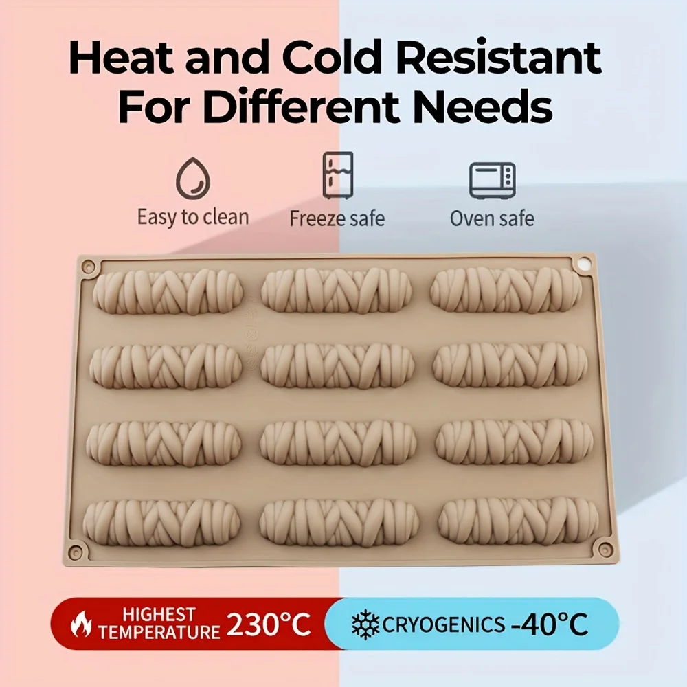 1 Silicone Spiral-Shaped Long Cookie Mold, Silicone Mousse Rectangular Cake Mold Baking Tool That Can Make Cakes, Chocolate Bars, Mousse, Cookies, Crayons, Etc - view 3