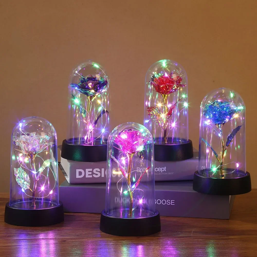 

1pc Hot LED Enchanted Galaxy Rose Eternal Beauty Rose With Fairy Lights in Dome for Valentine's Day Wedding Party Mother's Day