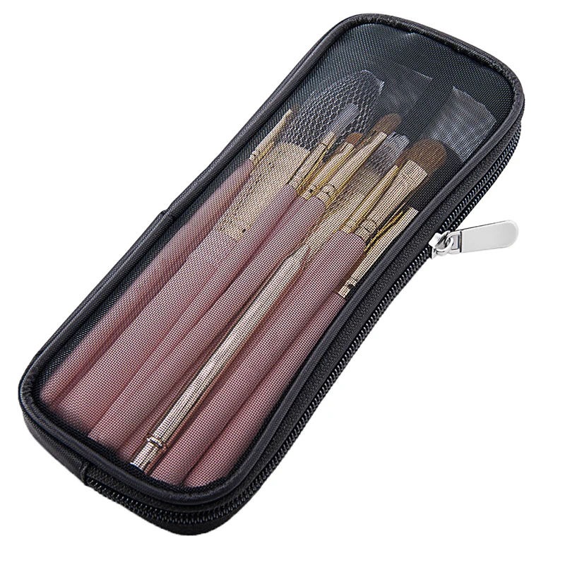 Makeup Brush Travel Case Cosmetic Toiletry Bag Organizer for Men Women Beauty Tools Mesh Dopp Kit Pouch Wash Storage Accessories