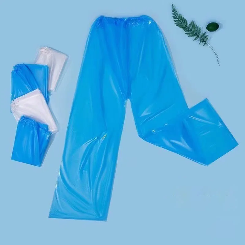 1Pcs Disposable Rain Pants Thickened Pack Foot Waterproof Split Rainpants Clear Portable Outdoor Travel Cycling Hiking Rainwear