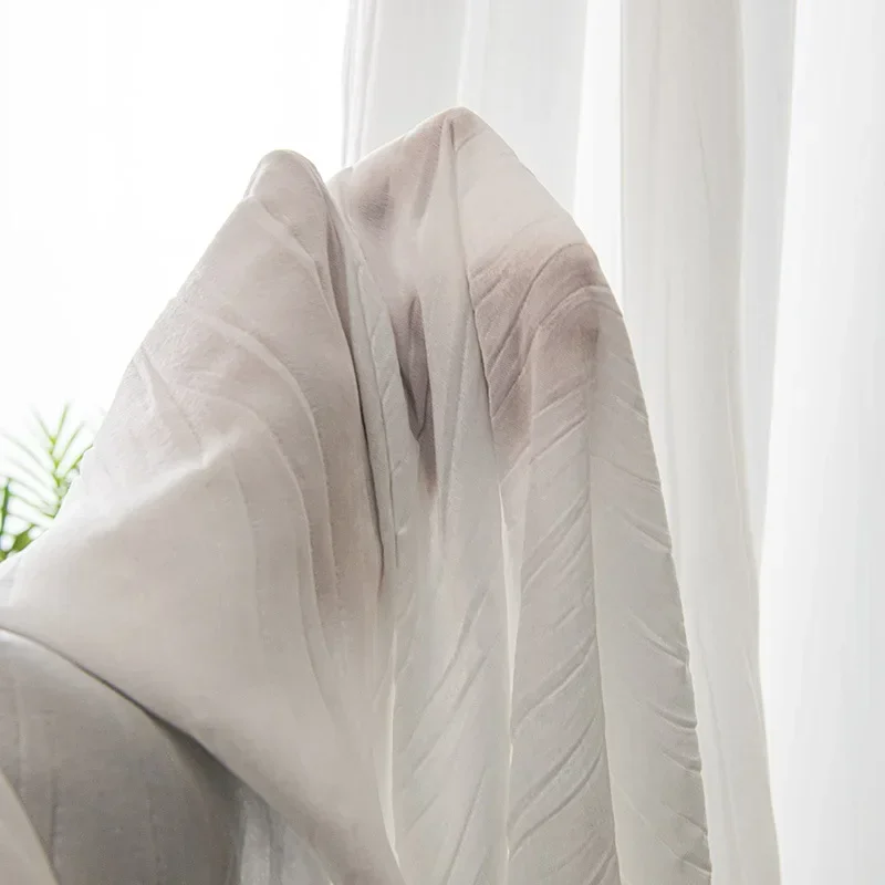 (46) Customized Curtain Gauze Anti-scratch Japanese Simple Living Room Balcony Window Gauze Curtain