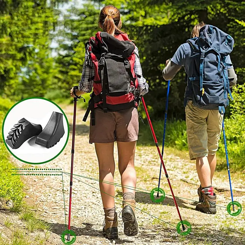 Embout de protection en caoutchouc pour canne de marche nordique, accessoire de remplacement, coussinets de sécurité, idéal pour le trekking, 2 pièces