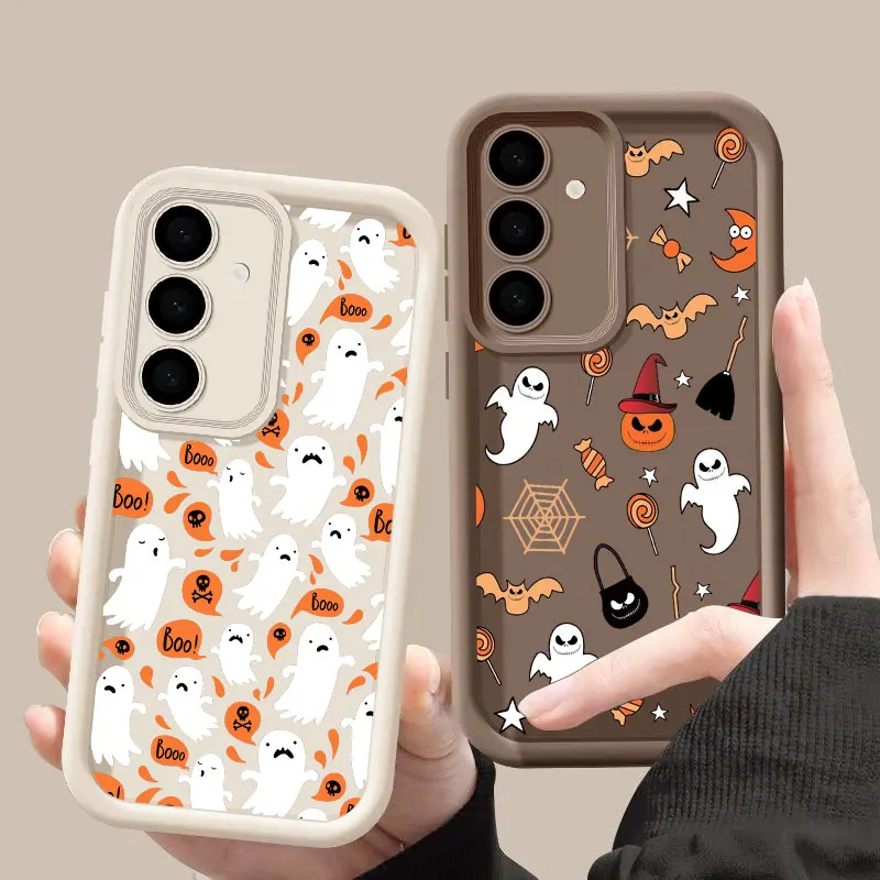 Halloween Happy Ghost S26 Ultra Case For Samsung Galaxy S26 S25 S24 S22 S23 Ultra S21 Plus S20 FE Camera Protection Soft Cover
