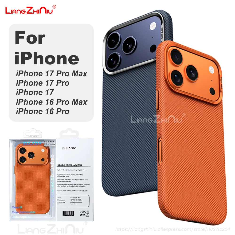 Kevlar à carreaux pour Iphone 17 Pro Max/17 Pro/16 Pro Max/16 Pro support magnétique motif en Fiber de carbone Magsafe Pc couverture rigide