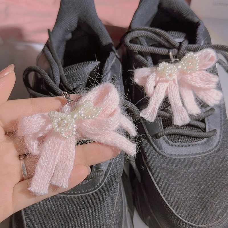 New Pearl Bow Girl Shoe Buckle Pink Small Fragrance Style Shoe Buckle Suitable For Boots All-match DIY Accessories