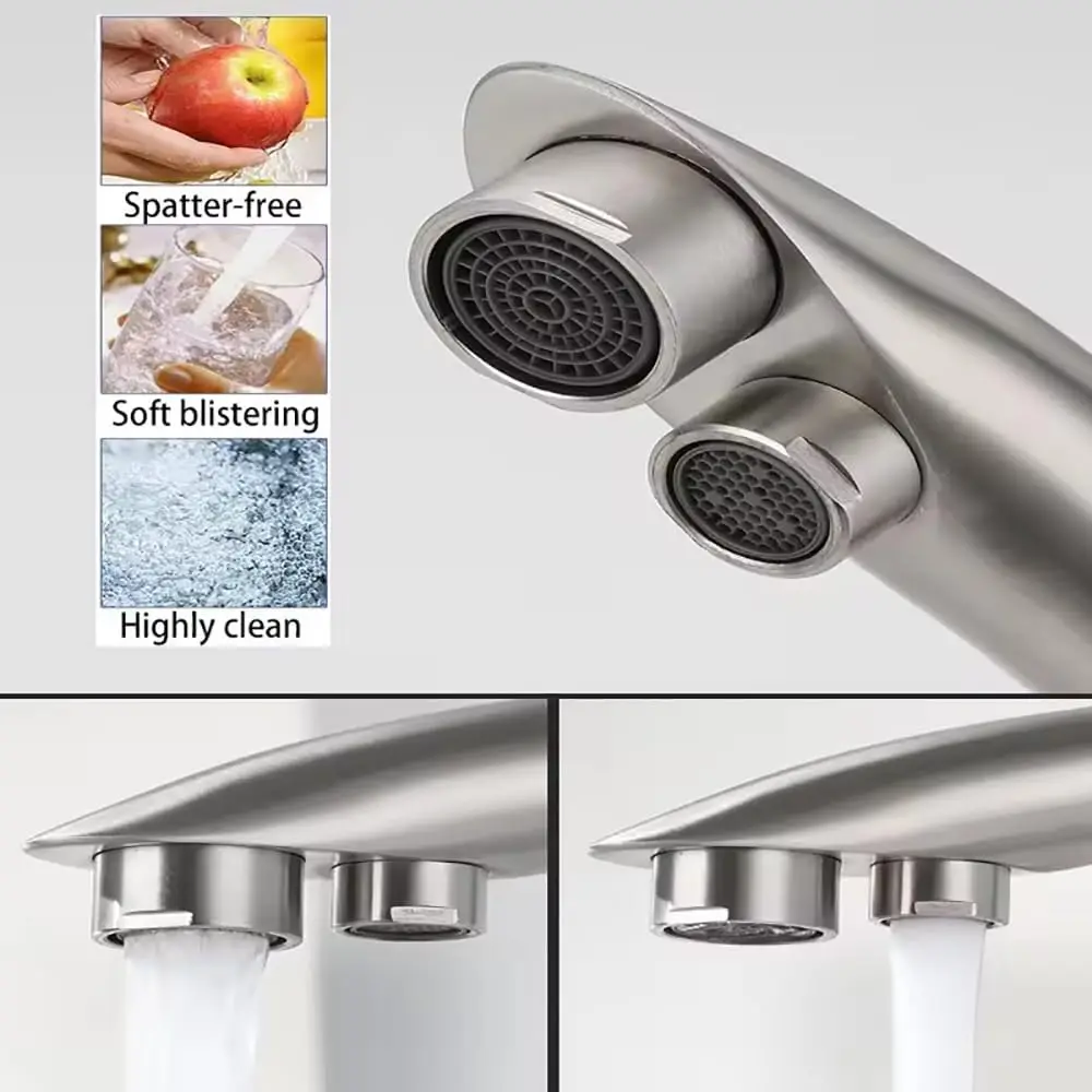 3 Way Kitchen Sink Faucet with Two Handles for Reverse Osmosis System, Stainless Steel Drinking Water Faucet