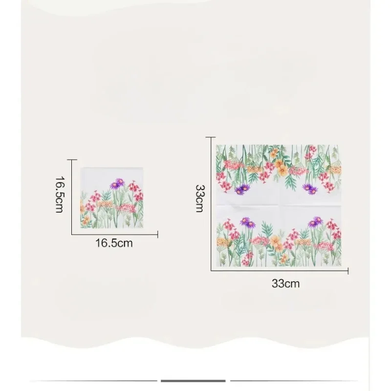 New Floral Colorful Printed Tissue Paper Napkins Forest Wedding Party Butterfly Bone Butterfly Bart Paper 20pcs Paper Placemat