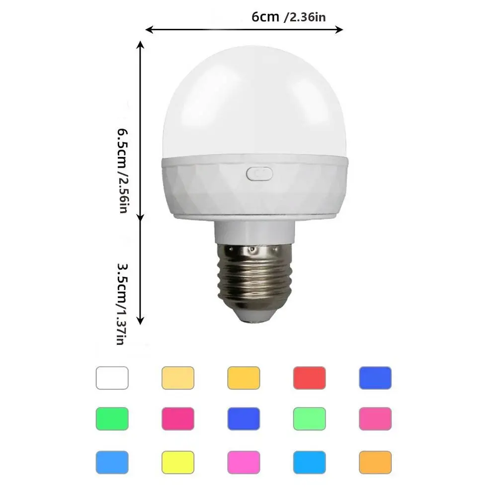 Rechargeable E27 Rechargeable Light Bulb Adjustable Color Temperature Removable Base Emergency Bulb with Remote Control Dimming