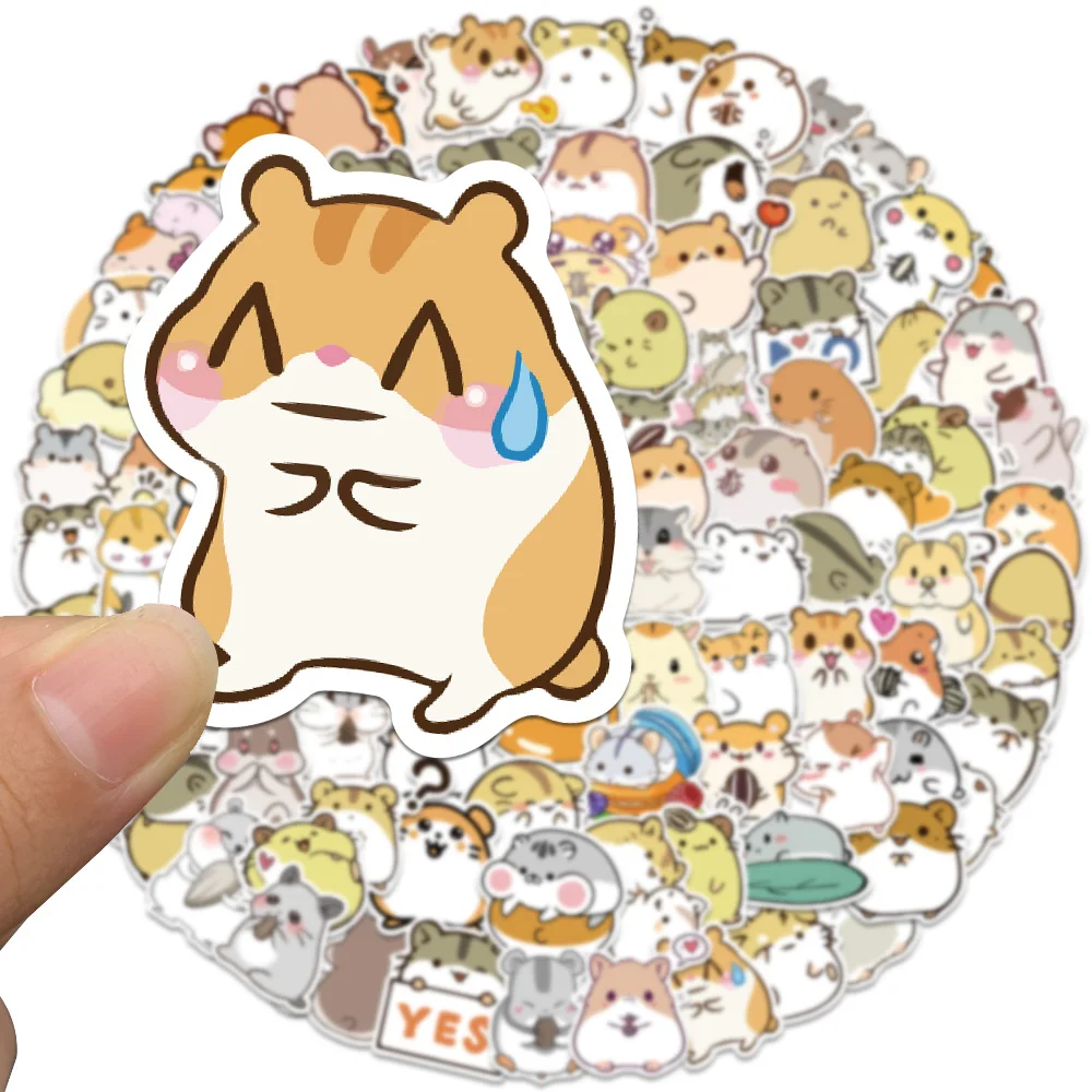 50/100pcs Cartoon Hamster Stickers to DIY Laptop Waterproof Skateboard Motor Phone Car Scrapbooking Cute Stickers Kids Toy