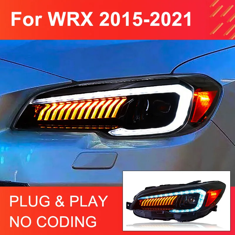 1 Pair LED Headlight Assembly for Subaru WRX 2015-2021 Headlight Plug and Play with LED DRL Dynamic Turning Projector Head Lamps