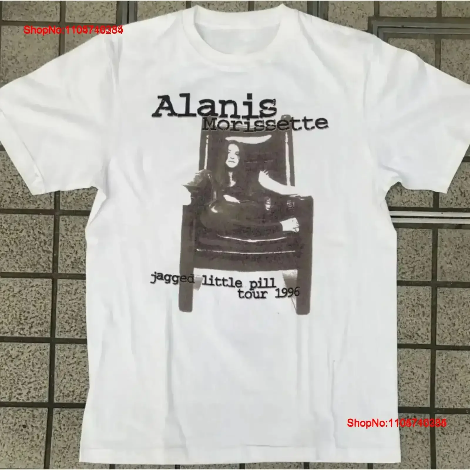 Alanis Morissette Jagged Little Pill Tour Cotton White All Size T Shirt vintage Washed Comfortable Versatile Stretched homme