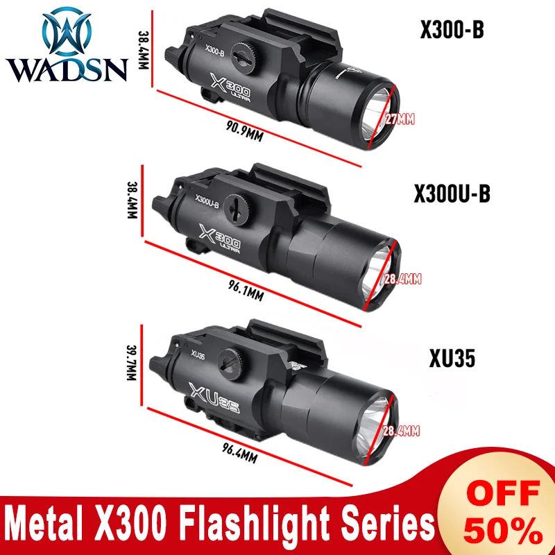 WADSN X300-B X300U-B XU35 All Metal X300 Flashlight White Light Strobe Pistol Lamp Glock G17 18 19 Hunting Weapon Scout Light