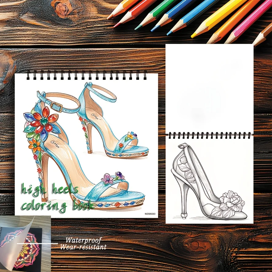 

Adult High Heels Coloring Book - 8.27×8.27 Inches, 22 Pages. Elegant High - heel Designs. Stylish Gift