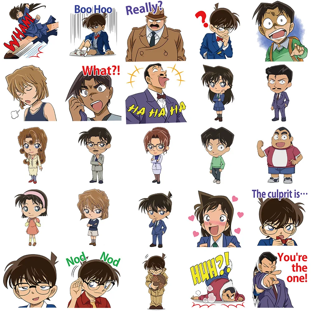 50pcs Classic Animation Detective Conan Stickers Mobile Phone Cup Notebook Waterproof Decorative Stickers Supplies For Kids Toy